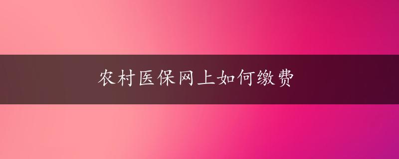 农村医保网上如何缴费