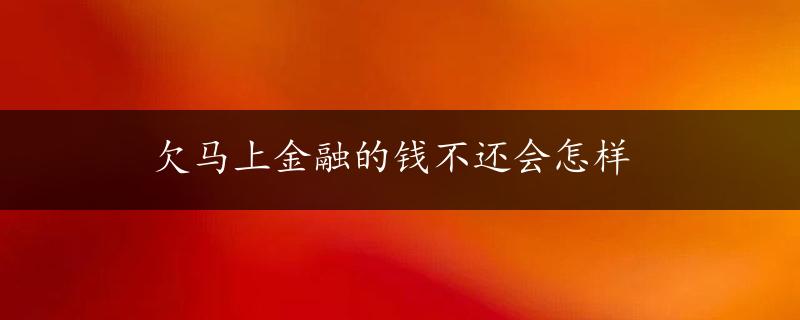 欠马上金融的钱不还会怎样