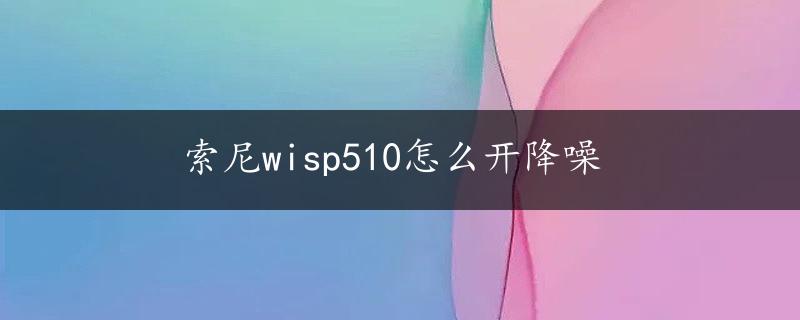 索尼wisp510怎么开降噪