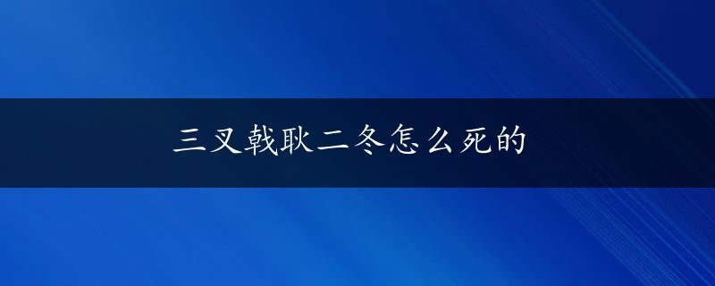 三叉戟耿二冬怎么死的