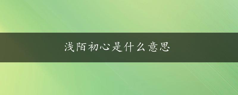 浅陌初心是什么意思