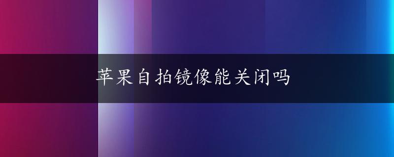 苹果自拍镜像能关闭吗