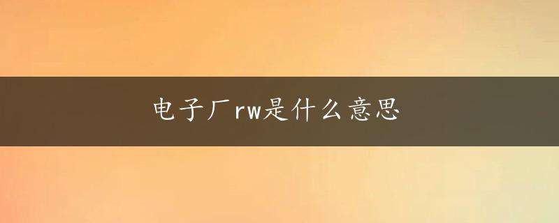 电子厂rw是什么意思