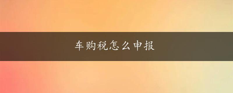 车购税怎么申报