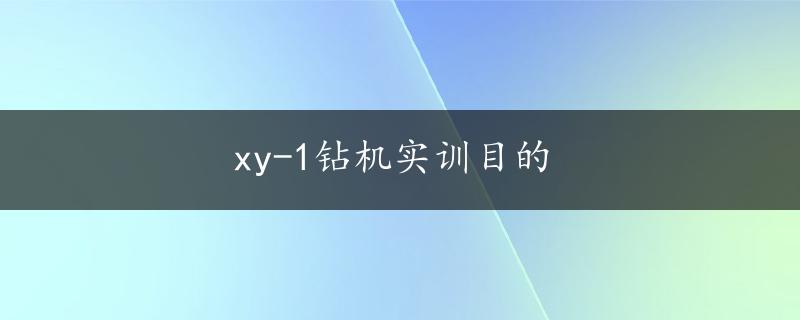 xy-1钻机实训目的