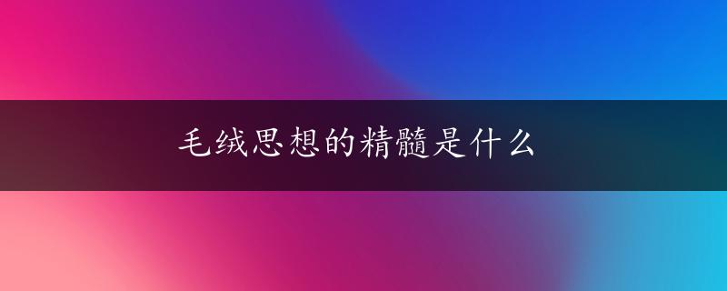 毛绒思想的精髓是什么