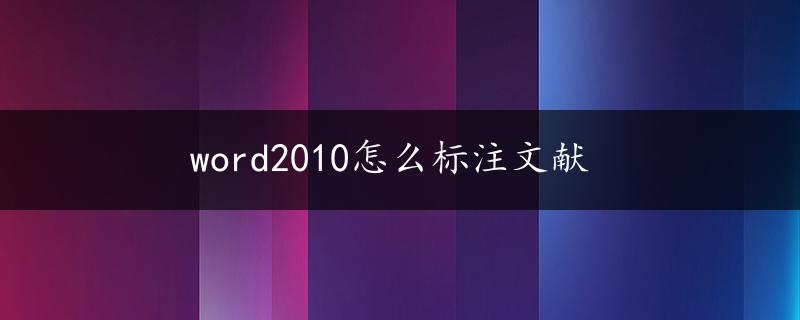 word2010怎么标注文献