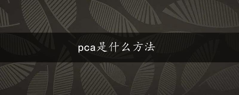 pca是什么方法