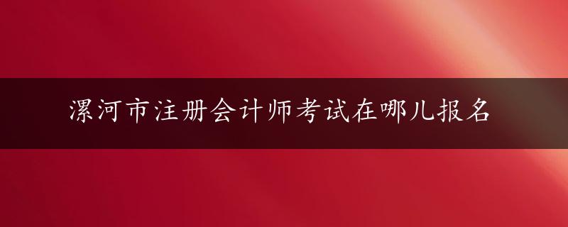 漯河市注册会计师考试在哪儿报名