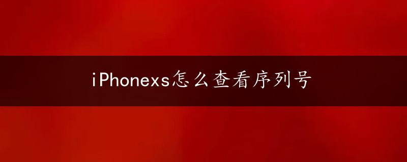 iPhonexs怎么查看序列号