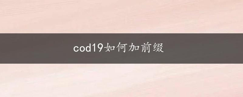 cod19如何加前缀