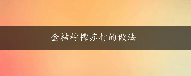 金桔柠檬苏打的做法