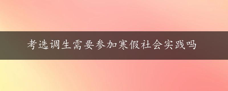 考选调生需要参加寒假社会实践吗