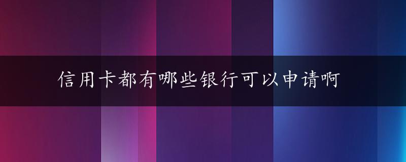 信用卡都有哪些银行可以申请啊