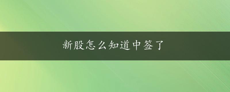 新股怎么知道中签了