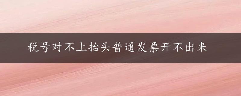 税号对不上抬头普通发票开不出来