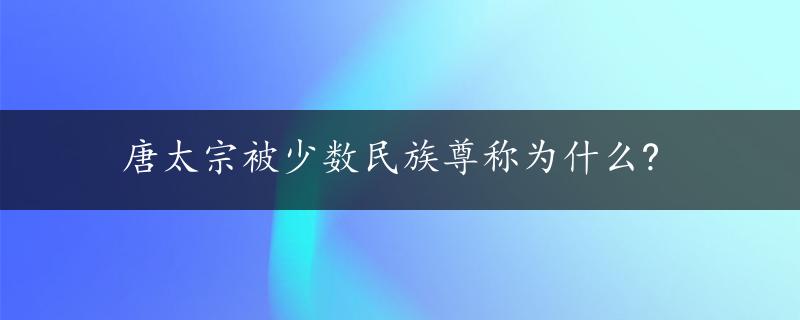 唐太宗被少数民族尊称为什么?