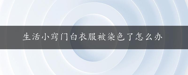 生活小窍门白衣服被染色了怎么办