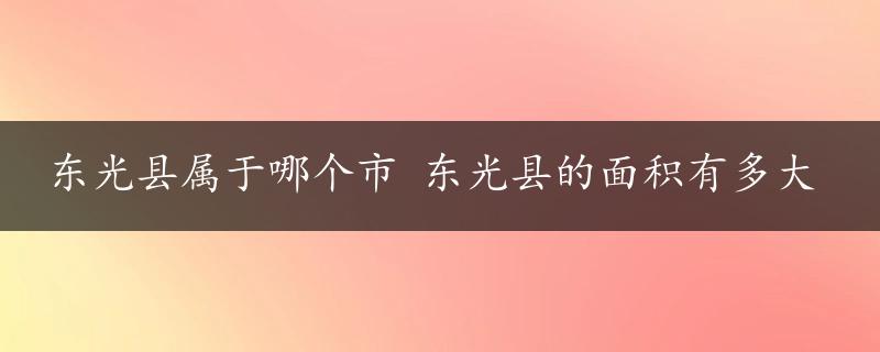 东光县属于哪个市 东光县的面积有多大