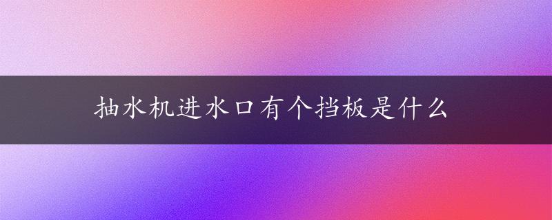 抽水机进水口有个挡板是什么