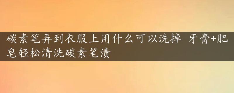 碳素笔弄到衣服上用什么可以洗掉 牙膏+肥皂轻松清洗碳素笔渍