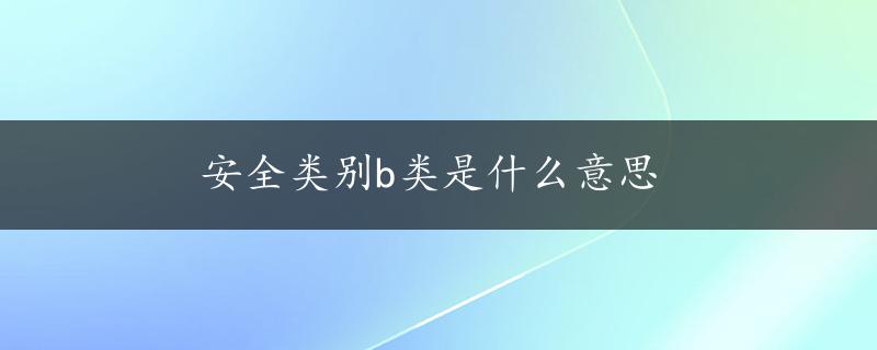 安全类别b类是什么意思