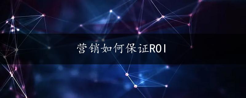 营销如何保证ROI