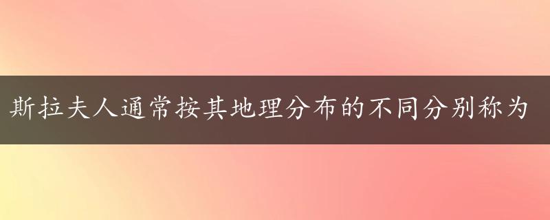 斯拉夫人通常按其地理分布的不同分别称为