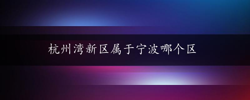 杭州湾新区属于宁波哪个区