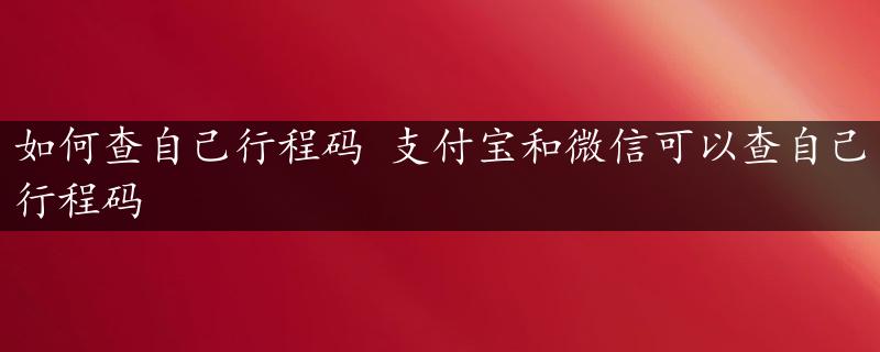 如何查自己行程码 支付宝和微信可以查自己行程码