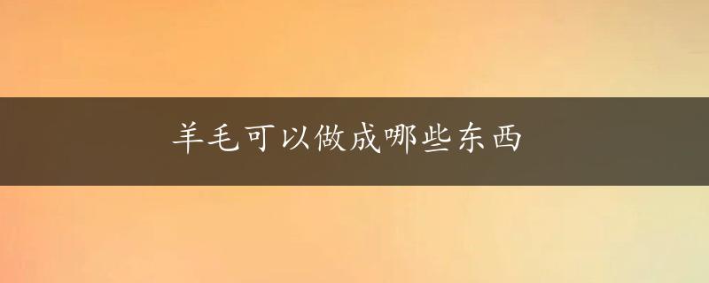 羊毛可以做成哪些东西