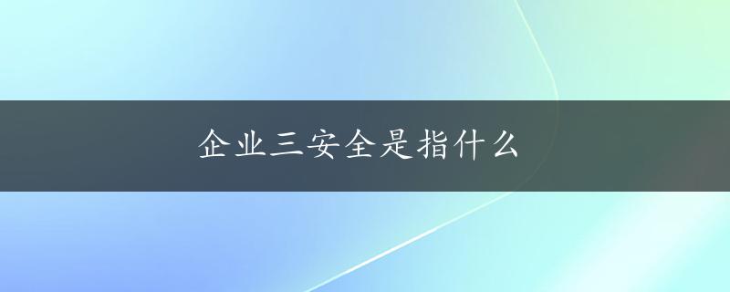 企业三安全是指什么