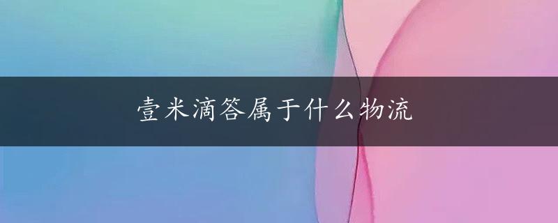 壹米滴答属于什么物流