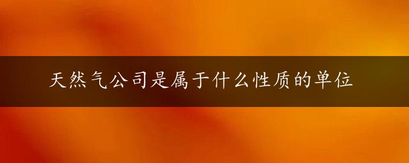 天然气公司是属于什么性质的单位