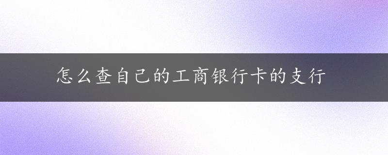 怎么查自己的工商银行卡的支行