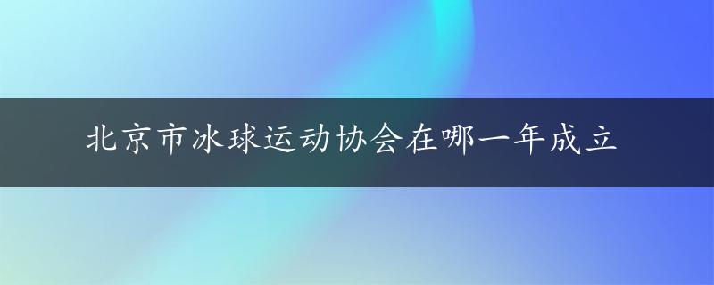 北京市冰球运动协会在哪一年成立