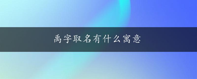 禹字取名有什么寓意