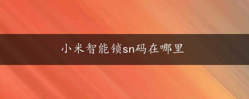 小米智能锁sn码在哪里