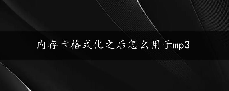 内存卡格式化之后怎么用于mp3