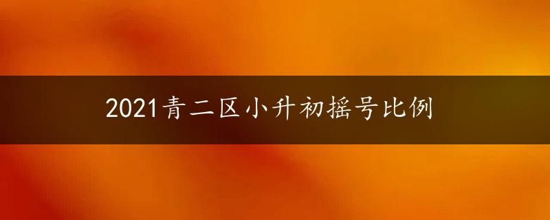 2021青二区小升初摇号比例