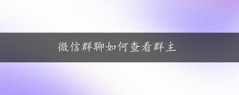 微信群聊如何查看群主