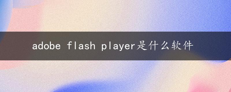 adobe flash player是什么软件