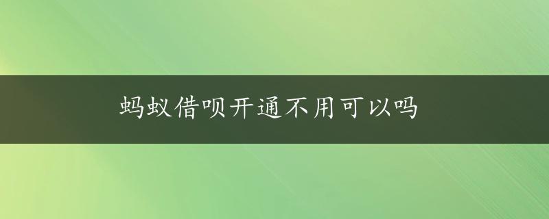 蚂蚁借呗开通不用可以吗