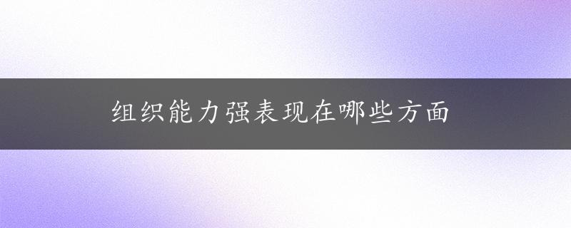 组织能力强表现在哪些方面