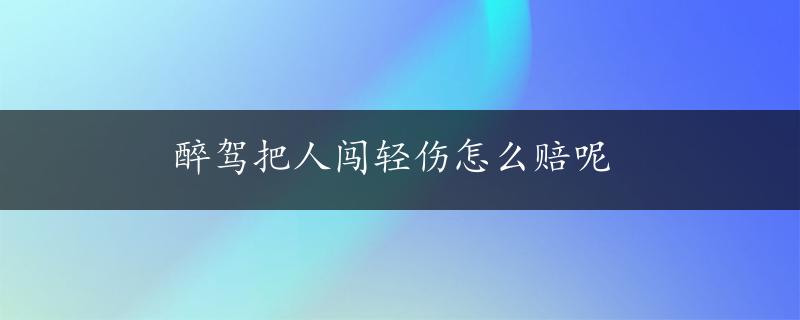 醉驾把人闯轻伤怎么赔呢