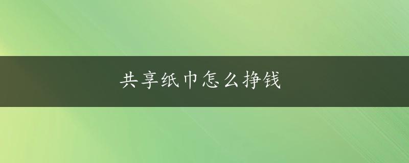 共享纸巾怎么挣钱