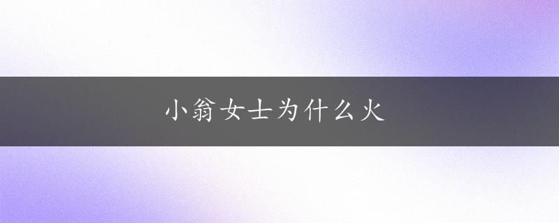 小翁女士为什么火