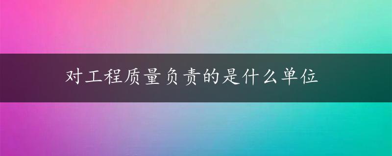 对工程质量负责的是什么单位