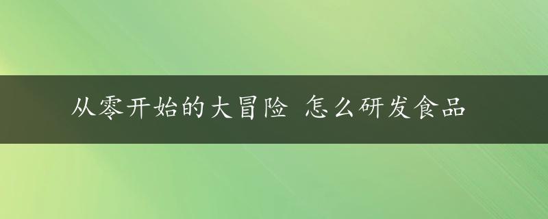 从零开始的大冒险 怎么研发食品