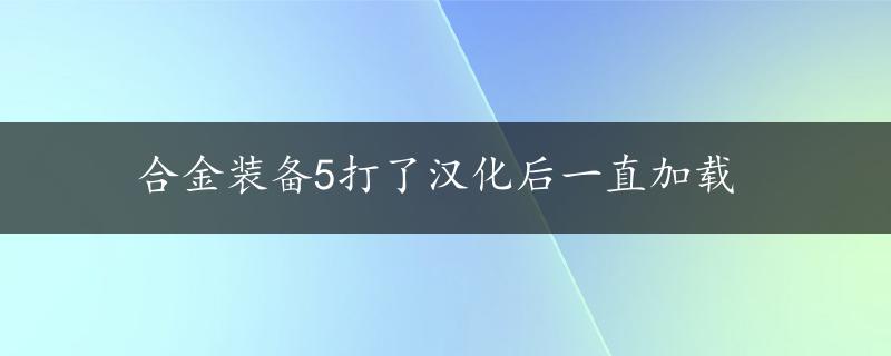 合金装备5打了汉化后一直加载